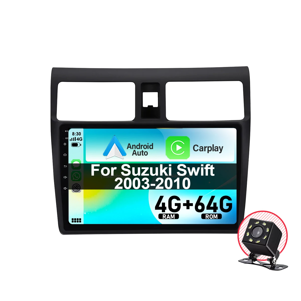 Radio Multimedia para Auto, Reproductor de DVD Android 14 para Suzuki Swift 2003-2010, Carplay Inalámbrico, Navegación con Video, GPS, WIFI para Auto