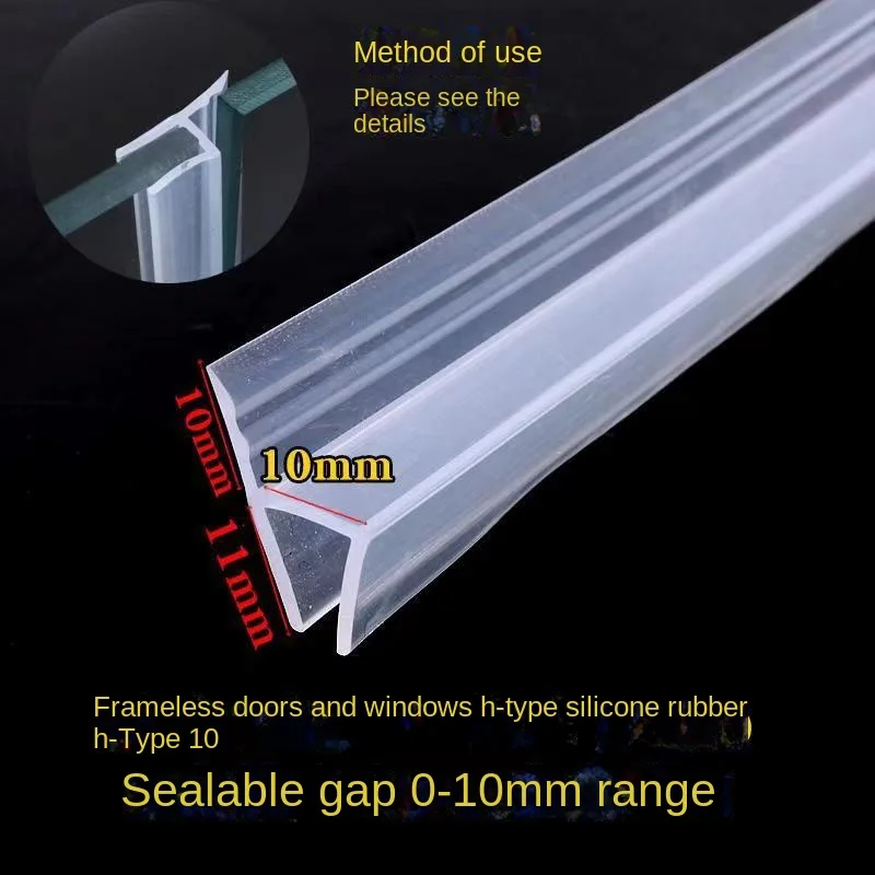 Glasdichtungsstreifen H/F/U-Form Silikon-Duschabschirmdichtung Schiebestreifen Gummi für 6–12 mm Tür, Fenster, Badezimmer, Glas, 2,5/5 m