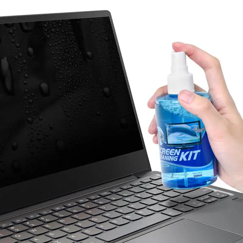 Screen Cleaner Spray Kit TV Screen Cleaner Spray And Wipe Monitor Cleaner For Electronic Devices Includes 200ml Bottle With 1