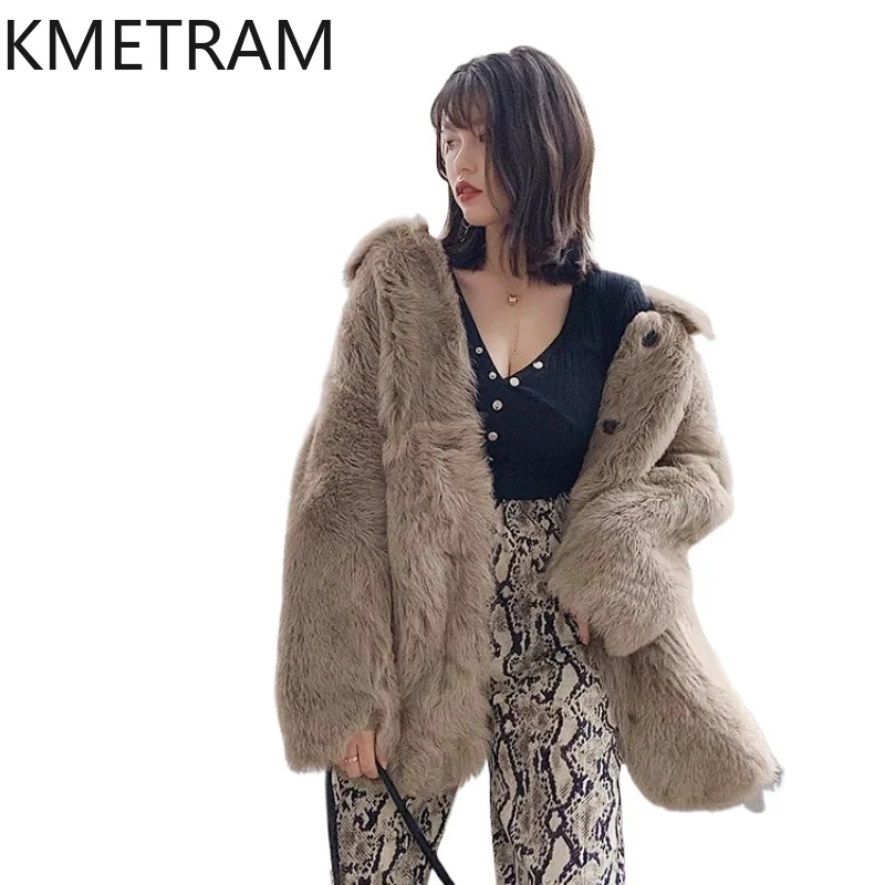 KMETRAM Real Turkey Tuscana Sheepskin with Wool Attached Coats Winter Mid-Length Jackets 76cm Real Fur Coat Woman Clothing 2026
