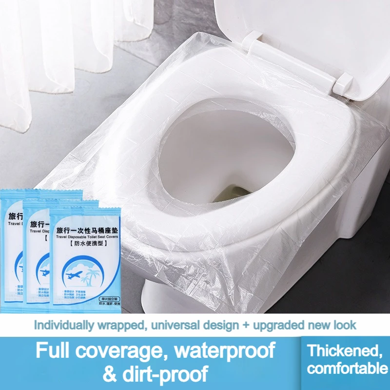 50Pcs Disposable Plastic Toilet Bowl Protector Toilet Seat Cover Disposable Toilet Cover for Travel Public Restroom YCXMTD02