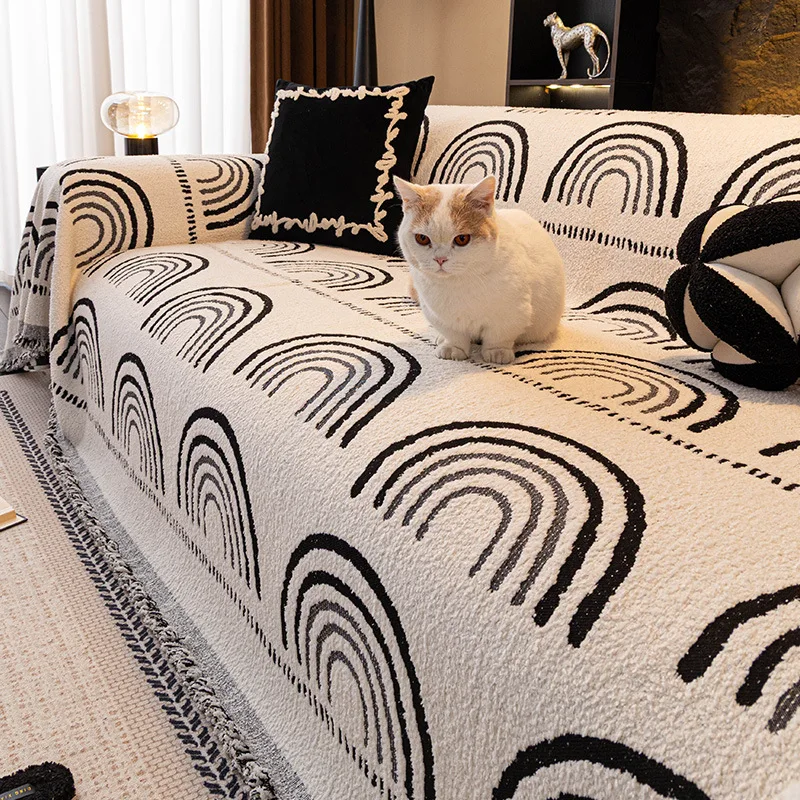 

All-Season Universal Sofa Cover Cloth Anti-Slip Full Wrap Sofa Sheet Blanket One Whole Piece Geometric Pattern Home Fabric