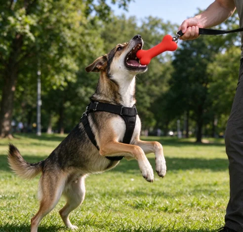 Lightweight Silicone Bone Dog Teaser Interactive Training Supplies Chest Strap Headgear Pet Vest for Dogs
