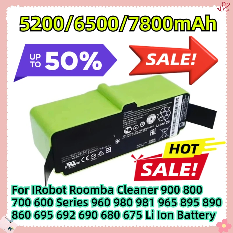 

For IRobot Roomba Cleaner 900 800 700 600 Series 960 980 981 965 895 890 860 695 692 690 680 675 Li Ion Battery
