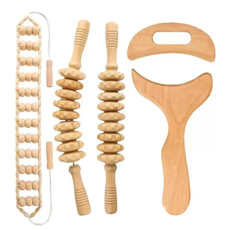 Wooden Massage Tool Natural Wood Ergonomic Design For Home Relaxation Post Workout Muscle Relief