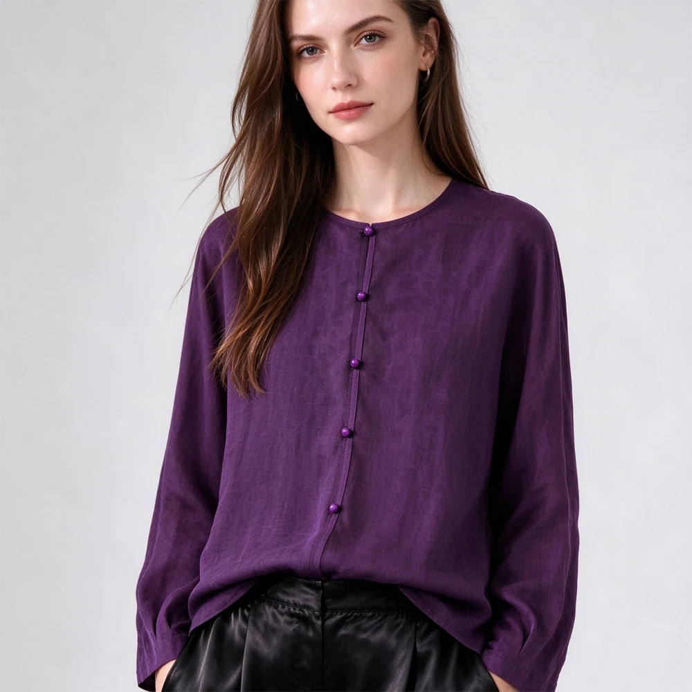 2026 Women's Fashion Autumn New 100% Natural Mulberry Silk Fragrant Cloud Cotton Turtle Crack Round Neck Long Sleeve Cardigan