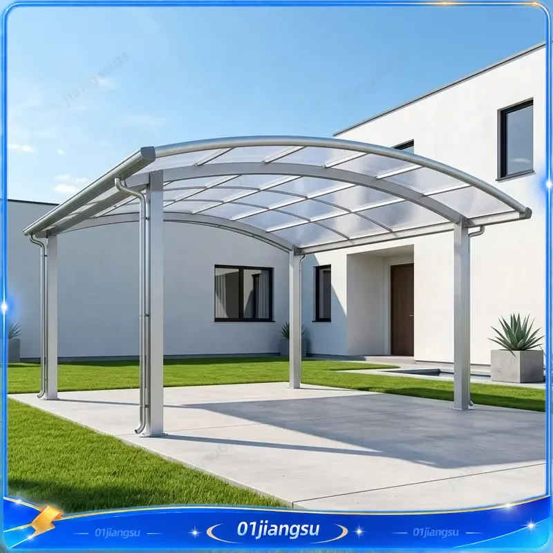Aluminum Alloy Carport UV Protective Acrylic Roof Outdoor Car Shelter Arched Parking Canopy Garage Tent Durable Auto Cover