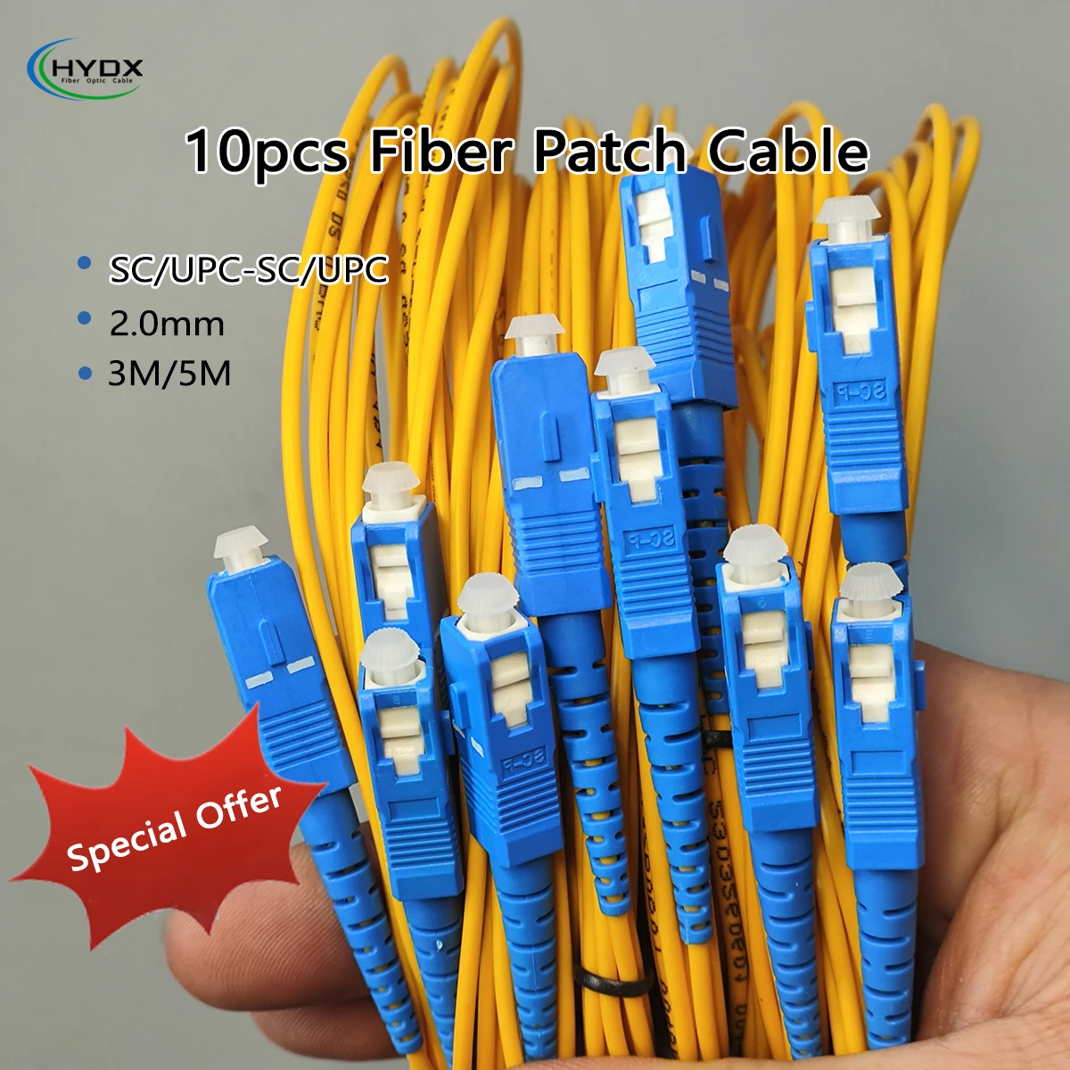 

10 шт. оптоволоконный патч-кабель SC/UPC к SC/UPC 2,0 мм 3 м/5 м G652D FTTH внутренний удлинительный кабель симплексное преобразование патч-корд