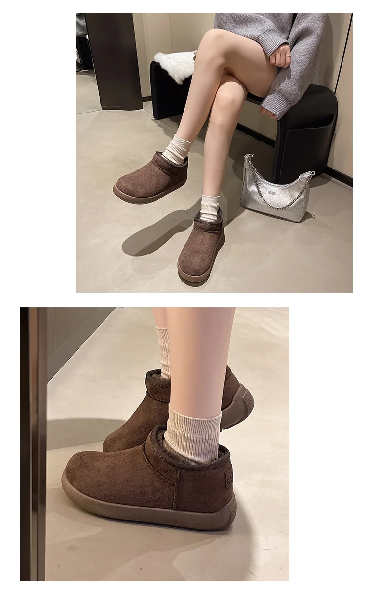 2026 Warme Bequeme Schuhe Damen Mode Kurze Schuhe Neue Winter Warme Stiefel Pelz Damen Schneestiefel – Detail 6