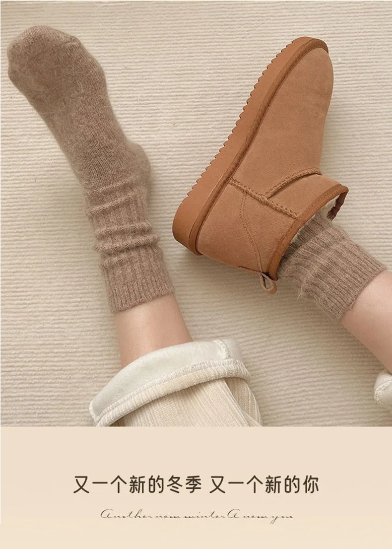 Neue Winter Socken Frauen Kaschmir Wolle Verdicken Warme Frauen Socken Sox Japanische Mode Harajuku Einfarbig Thermische Lange Socken – Detail 8