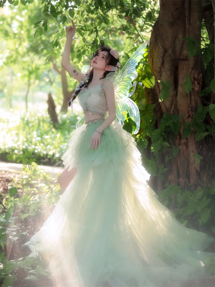 System leśny Suchy Anioł Elf Dziewczyna Fotografia Moda Outdoor Podróże Wędrówki Odzież Sportowa Dzika Wróżka T