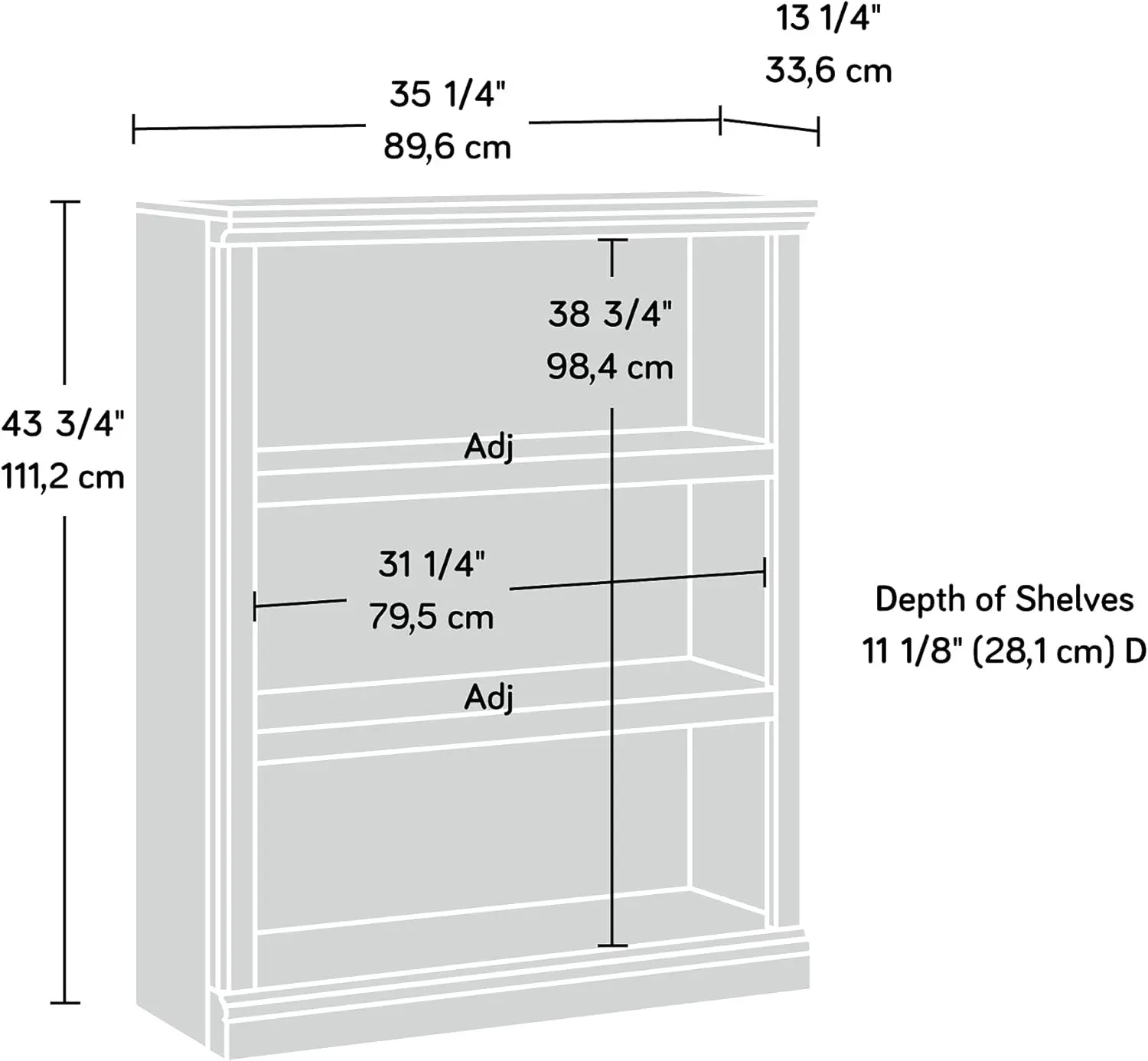 Sauder Miscellaneous Storage 3-Shelf Bookcase/ Book shelf, Oiled Oak finish