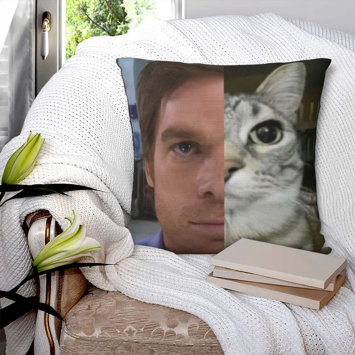ديكستر مورغان القط الثالوث المخدة الطباعة النسيج غطاء الوسادة هدية رمي كيس وسادة غطاء سيارة انغلق 40X40cm