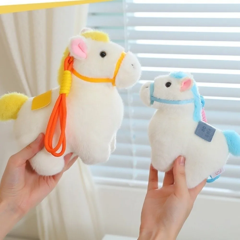 Schattige Cartoon Pony Hanger Dier Steed Chinees Nieuwjaar Cadeau Gevulde Mascotte Zodiac Pony Beeldje Auto Decoratie