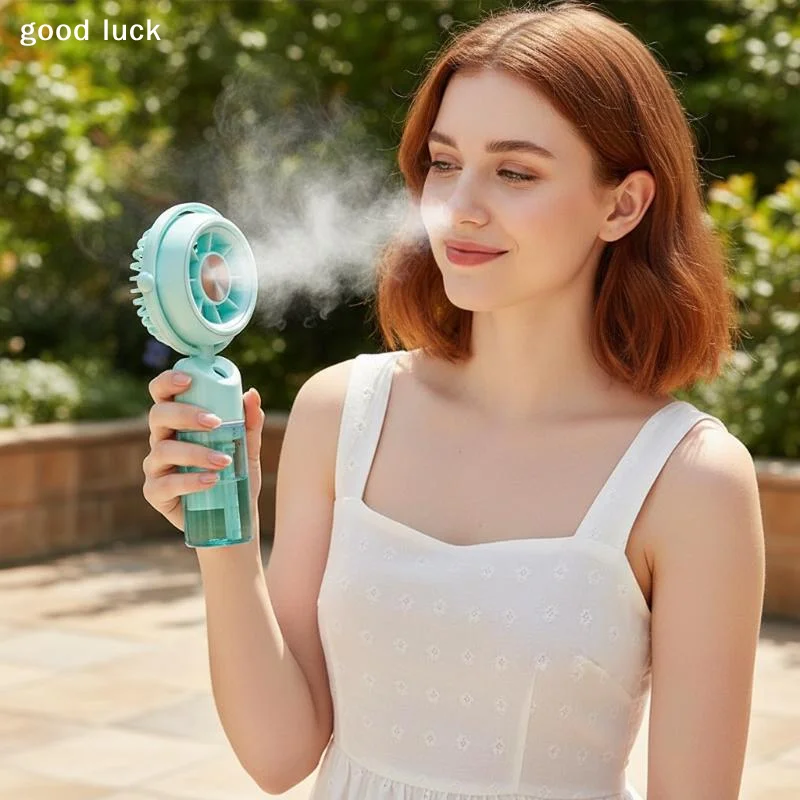Rechargeable Handheld Misting Fan-Portable Battery Operated Water Mist Fan With 3 Adjustable Speed-Cooling Fan