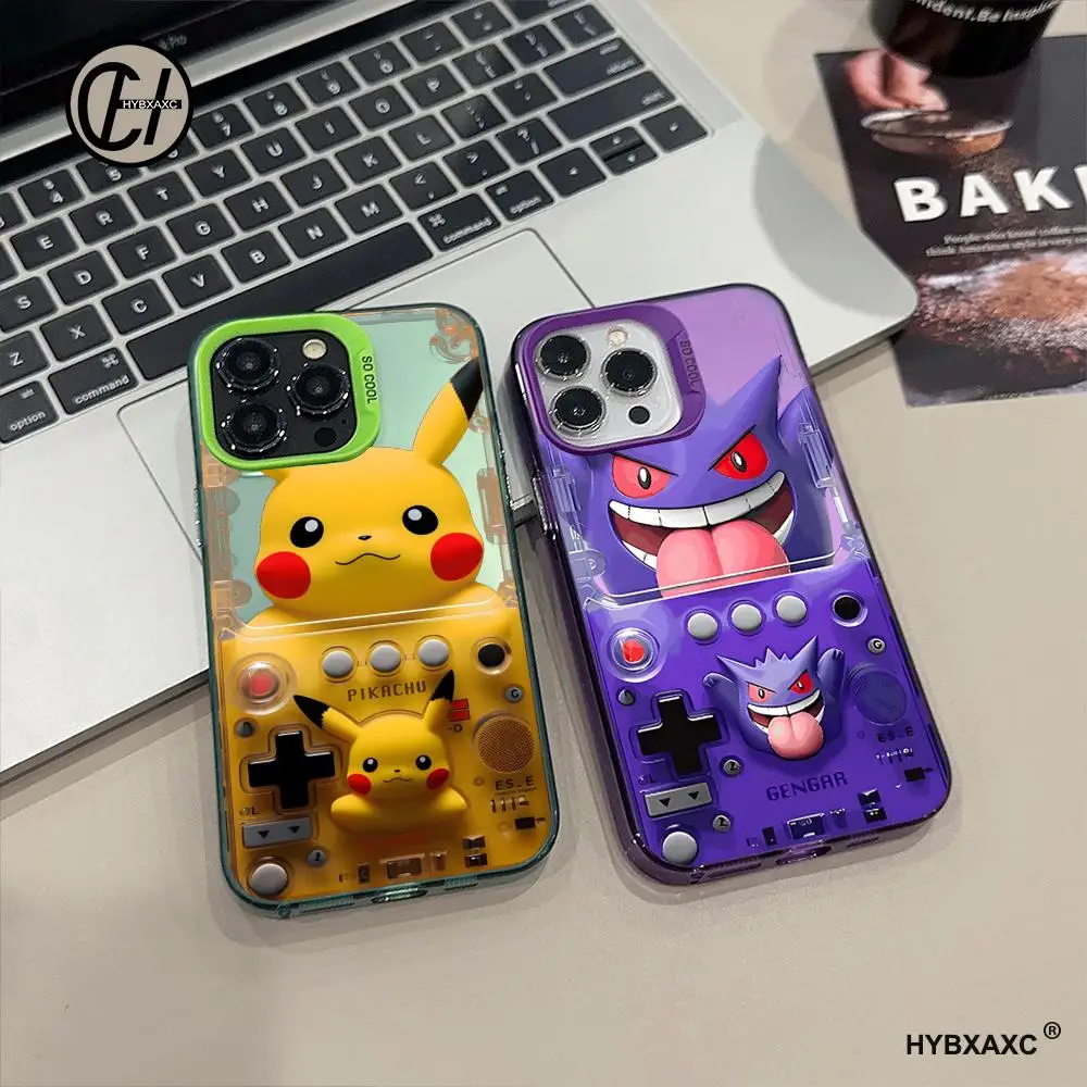 Cartoon P-Pokemon Gengar Plating Phone Case FOR IPhone 16 15 Pro MAX 14 13 11 12 Pro Plus X XR XS Colorful IMD Covers