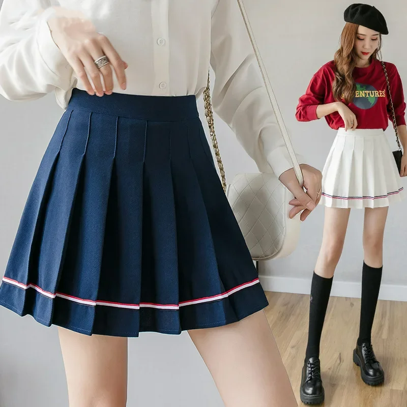 Korean Fashion Summer Black A Cute Tennis Folds Skirts Plaid Pleated Mini Skirt Women Clothing Faldas Underneath Shorts