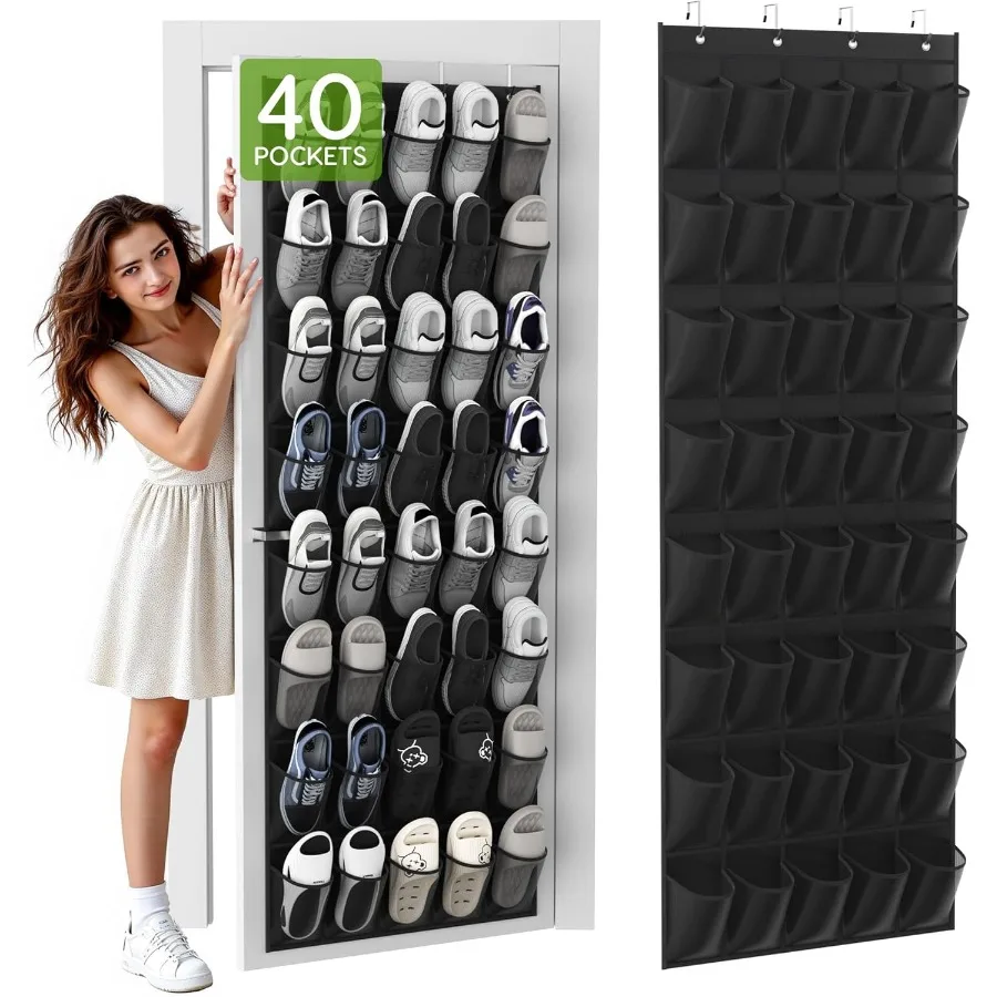 

Over the Door Shoe Organizer with 40 Large Breathable Mesh Pockets Space Saving Shoe Holder Hanging Shoe Rack for Entryway Bedr