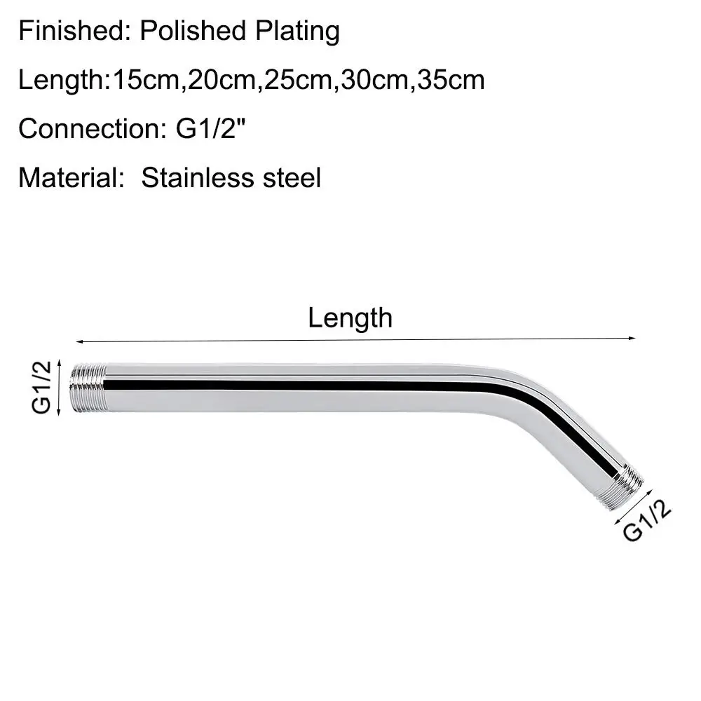 New Stainless Steel Shower Pipe Wall Mounted Silver Shower Arm Arm Bracket