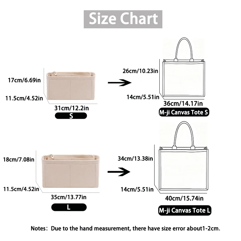 EverToner Women Handbag Felt Insert Bag Travel Pouch Inner Liner Soft Portable Purse Organiser  Fits For M-ji Canvas Tote Bag