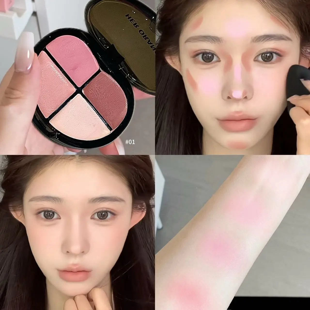 Herorange Multi-Color Blush Balm 4 Farbtöne Glatte Textur Aufhellende Kontur Tägliches Make-up