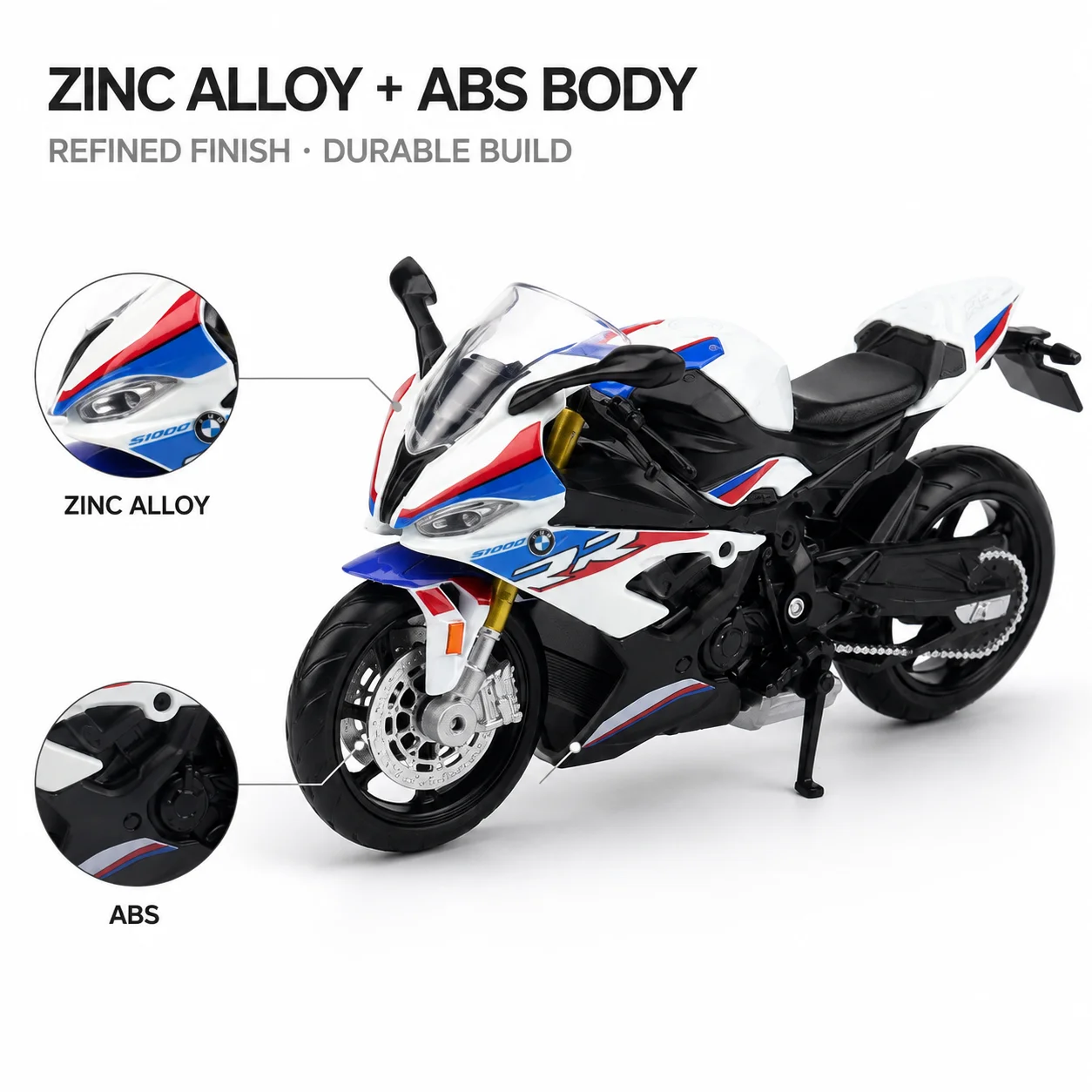 RMZCiTY 1:18 BMW Honda Kawasaki Honda Yamaha Spielzeug-Motorrad Druckguss-Miniaturmodell 1/18 Ausstellungsstück Sammlerstück Geschenk Freund – Detail 4