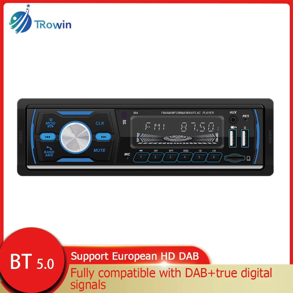 

RDS DAB Digital Car Radio 1Din Mp3 Player Dual USB Digital Bluetooth TF Charge Auto Stereo Support FM AM AUX RCA SD