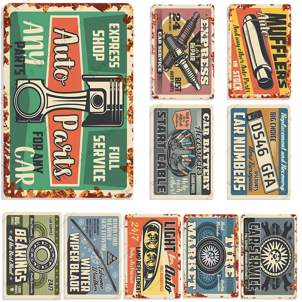 Car Engine Repair Metal Signs Poster Car Service Vintage Plate Mechanic Metal Tin Sign Garage Metal Plaque Industrial Decoration