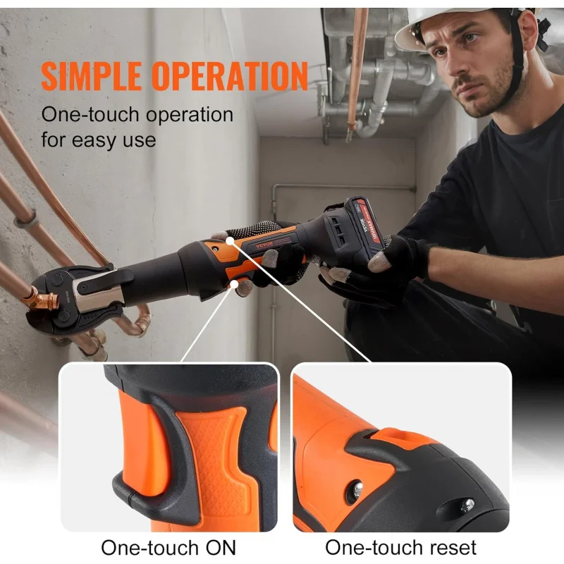 VEVCR Mini ProPress Tool,18V Electric Pipe Crimping Tool for 1/2",3/4",1" Copper Pipes,Press Tool Kit with 3 Pro Press Jaws,2pcs