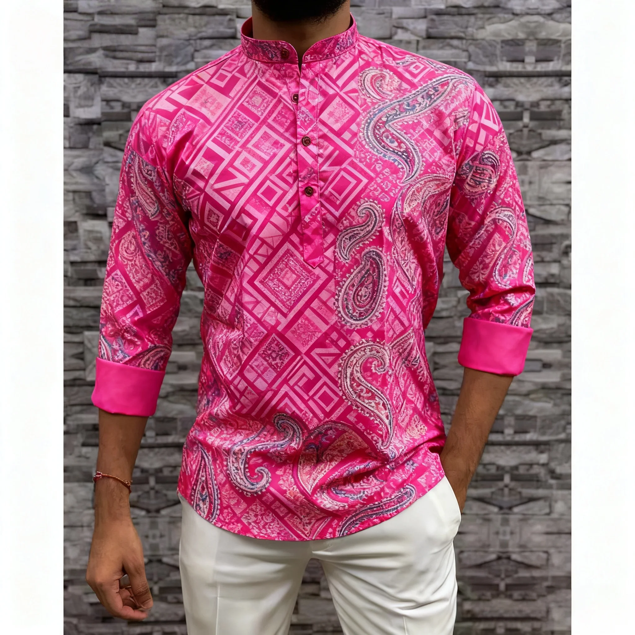 Odzież męska muzułmańska w stylu etnicznym narodowym, stroje ślubne, klasyczne koszule z długim rękawem, tradycyjne camisas árabe, odzież muzułmańska. ﻿