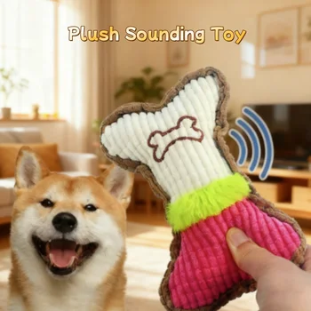 Plush Squeaky Bone Chew 1