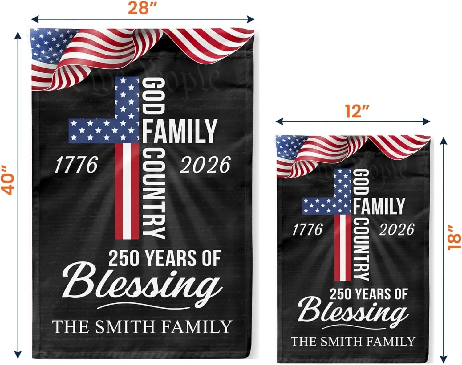 God Family Country Garden Flag 1776–2026, Christian Patriotic Yard Banner, Faith and Freedom Semiquincentennial Outdoor Deco ZZM