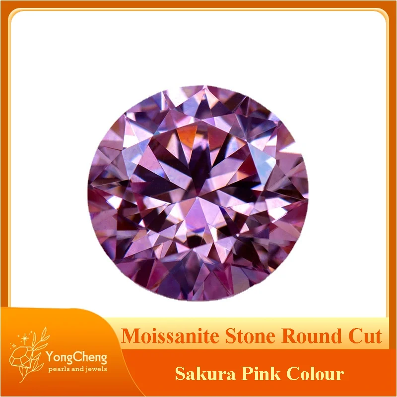 

Moissanite Stone Round Cut Sakura Pink Colour Lab Created Synthetic Gemstone Passed Diamond Tester Comes with GRA Certificate