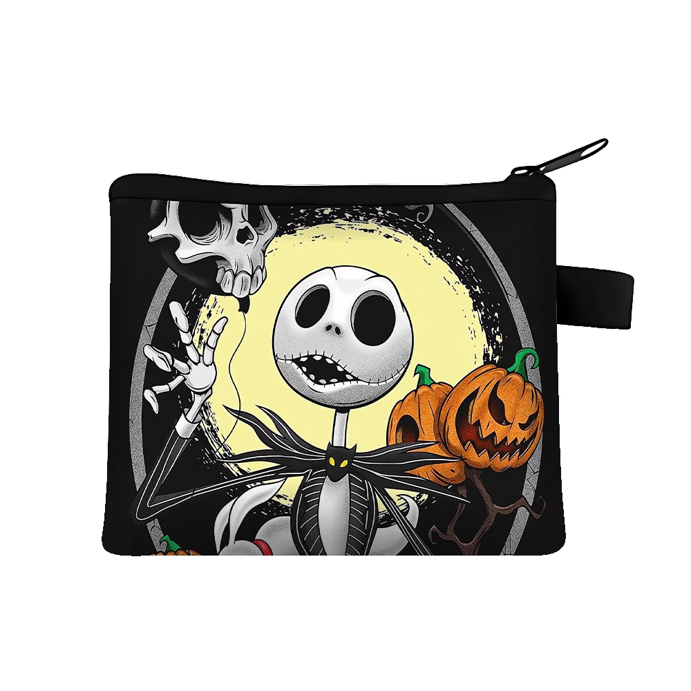 Disney The Nightmare Before Christmas Jack Skellington Coin Purse Cartoon Anime Printed Storage Bags Mini Square Zippered Bag