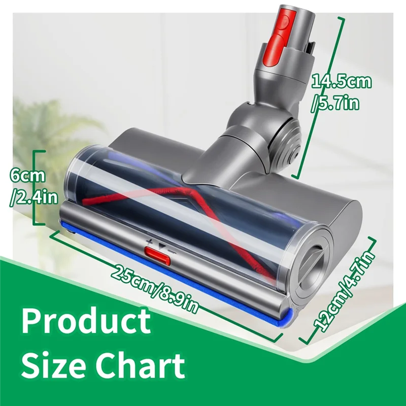 B25B Replacement Vacuum Head With LED Green Lights For Dyson V8 V10 V11 V15 Cordless Models-Direct Drive Brushroll