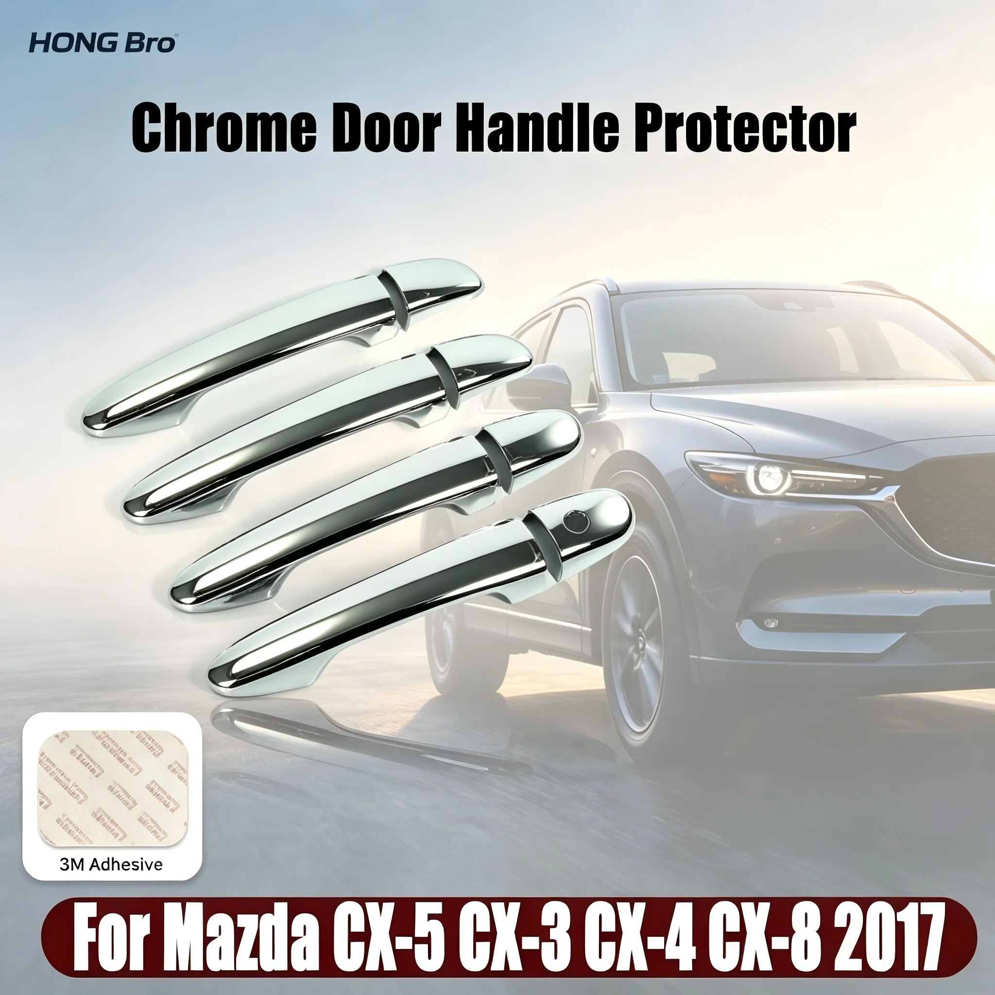 

Car Exterior Chrome Door Handle Protector Trim Stickers Fit Mazda CX-5 CX-3 CX-4 CX-8 2017 Auto Accessories