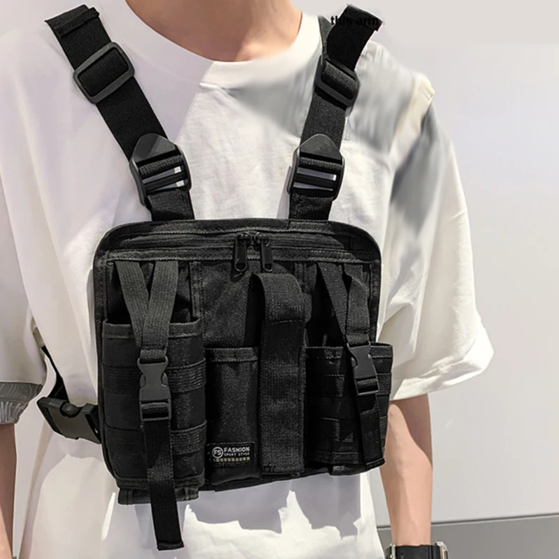전술 낚시 가슴 가방 Molle 스포츠 여러 포켓 조끼 가방 하이킹 등산 캠핑 배낭 남자 스포츠 사냥 장비 주머니