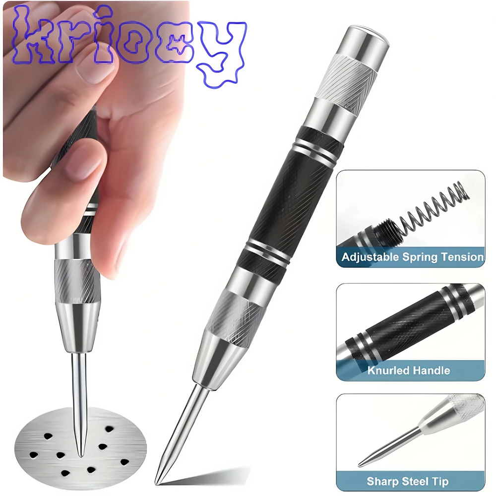 Automatic Center Punch Spring Loaded Locator Woodworking Metal Drill Adjustable Kerner Center Pin Press Dent Marker Hand Tools