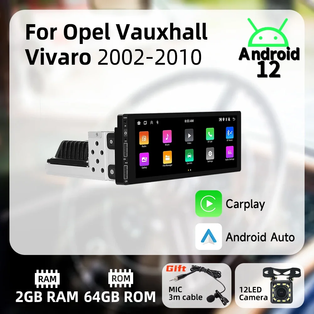 For Opel Vauxhall Vivaro 2002-2010 6.9 Inch Screen 1 Din Radio Android Car Multimedia Stereo Head Unit Carplay Autoradio GPS BT