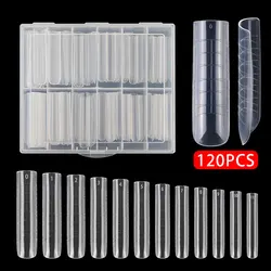 120Pcs/box Long Square False Nail Tip Dual Form Extension Mold Plastic Nails Forms For Poly UV Gel Quick Building Mold