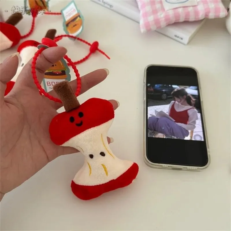 Neuer roter Kawaii Plüsch-Schlüsselanhänger Apple Core Puppe Anhänger Handtasche Charms Cartoon Schlüsselanhänger für Apple Core Schlüsselanhänger Geburtstagsgeschenke – Detail 4