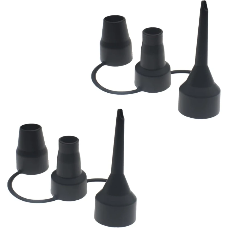 2pc Air Pump Nozzles Plastic Air Pump Nozzle Heads Black Carry Bag Repair Kit Storage Pouch Accessories For Most Air Pumps