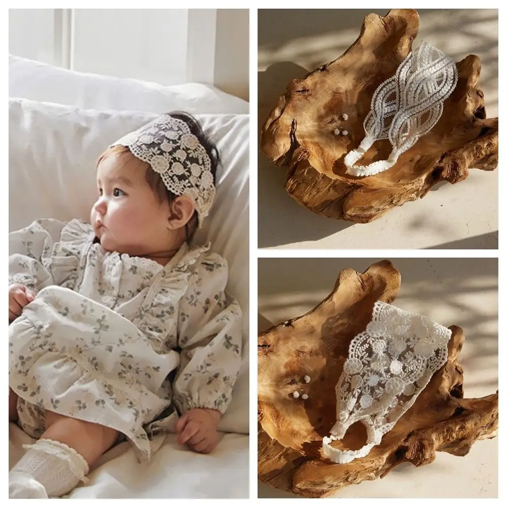 

Retro Wave Lace Baby Headband Flower Embroidered Infant Hairband Korean Style Headdress Elastic Hair Hoop Summer
