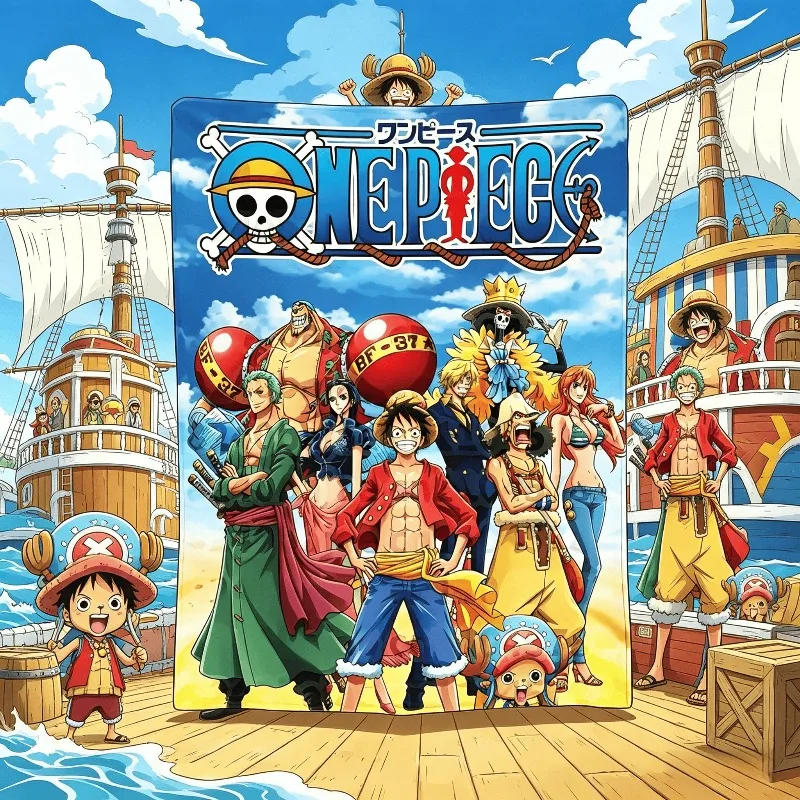 Luffy Anime Fleece Throw Blankets Luffy Blanket for Home Couch Super Soft Bedroom Quilt,