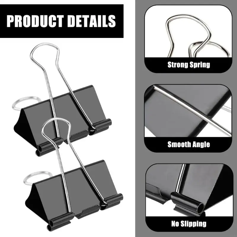 Y8ad 12 pièces écrivant des paperons Clips Foldback Clips classe