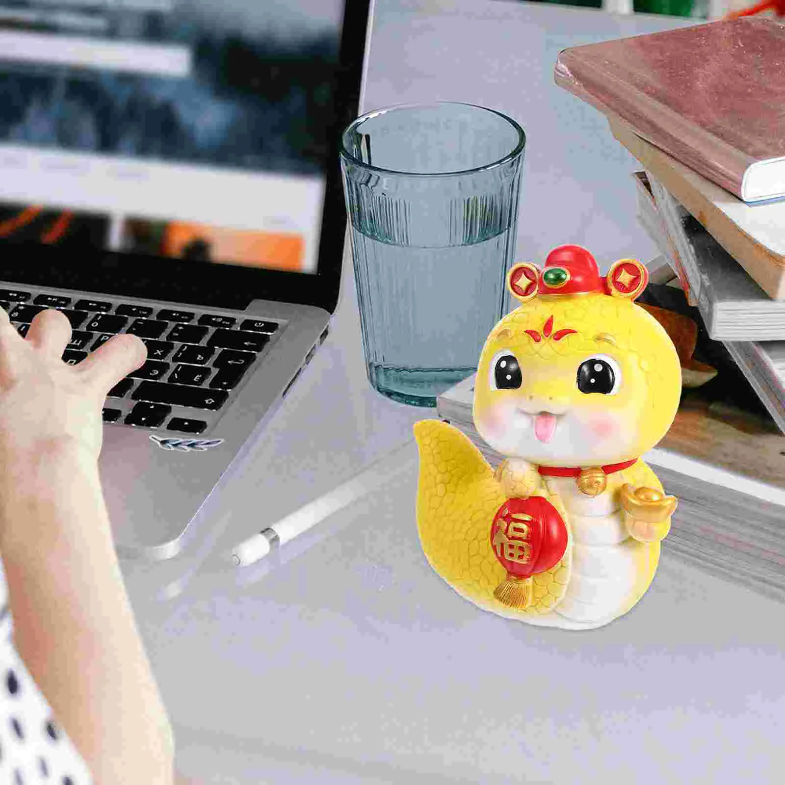 Snake Piggy Bank Cartoon Coin Banks Zodiac Chinese New Year 2025 Style Resin Money Yellow