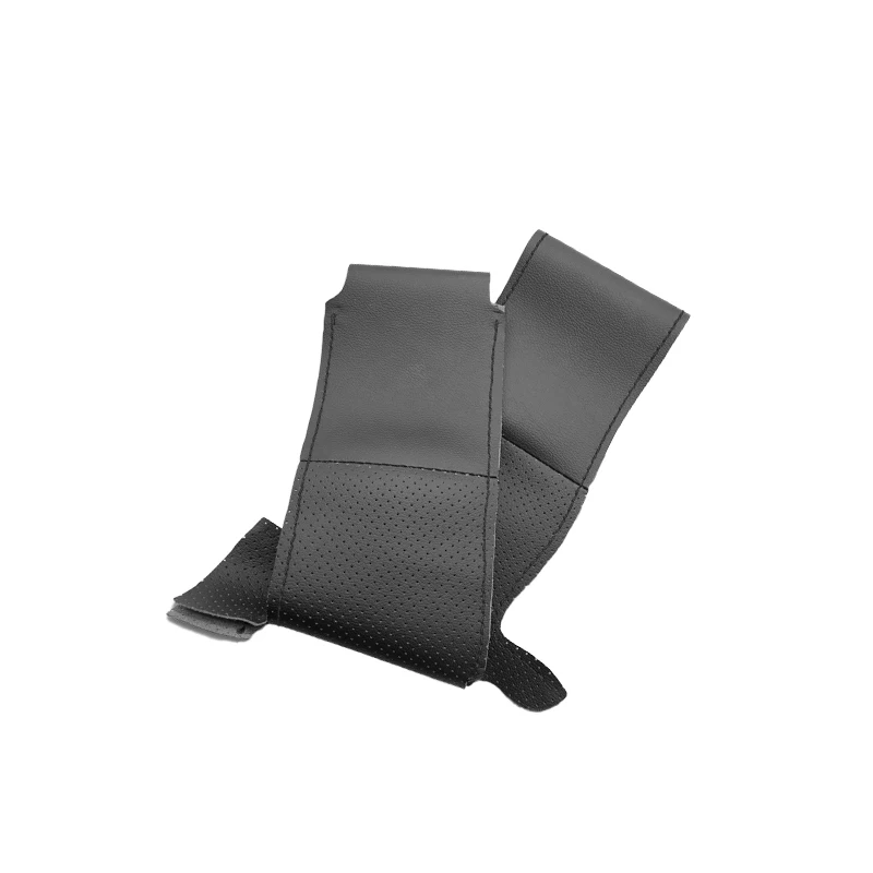 Soft Perforated Leather Cover For Hyundai Elantra Veloster 2019 i30 2017 2018 Hand Sewing Car Steering Wheel Cover Trim Black