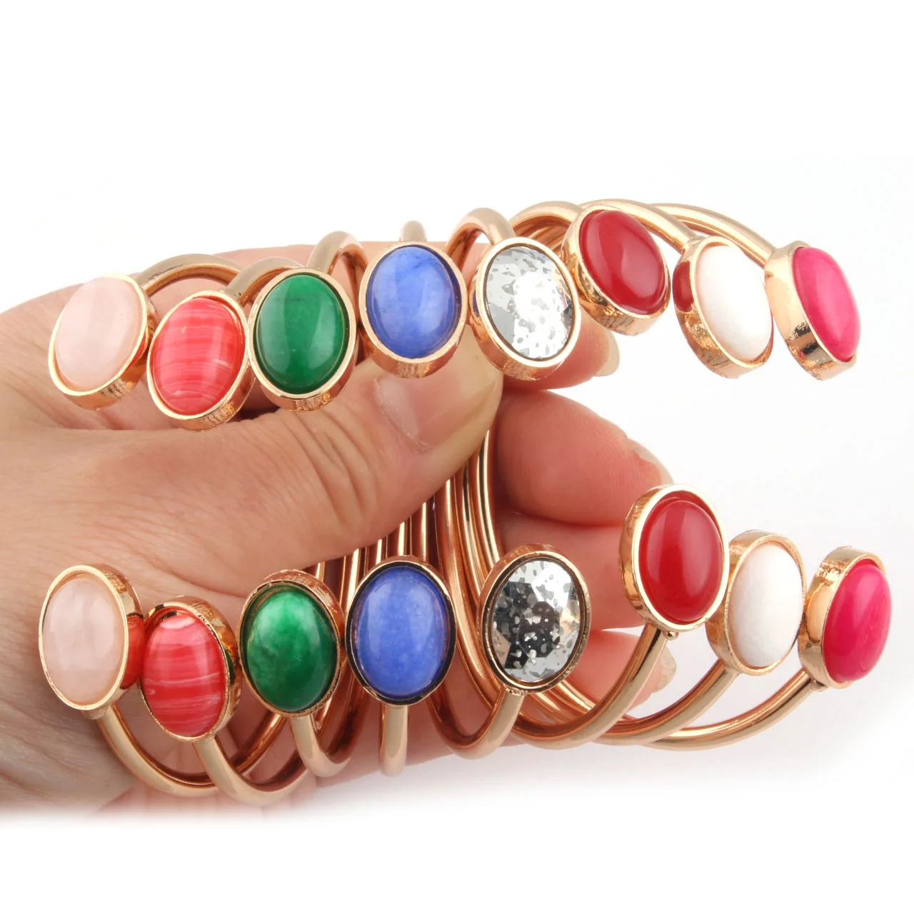 NeeFuWoFu Natural Stone Bracelets Bangles For Woman Copper Open Gradient Metal Manual National Wind Charm Jewelry Gift bracelet