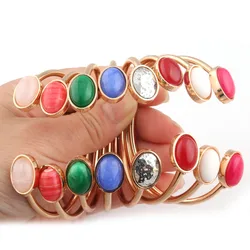 NeeFuWoFu Natural Stone Bracelets Bangles For Woman Copper Open Gradient Metal Manual National Wind Charm Jewelry Gift bracelet