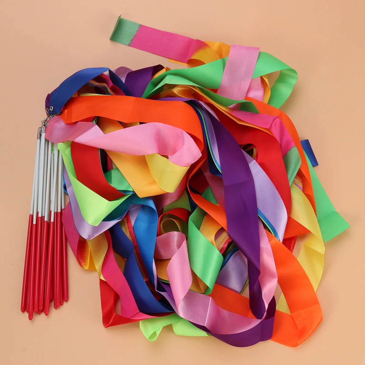 

14 Pcs Kids Dancing Streamers Colorful Gymnastics Ribbon Silk Dance Rhythmic Training Equipment Circus Skill